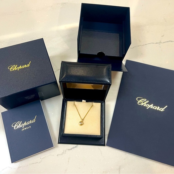 Chopard Happy Diamonds 18K gold Diamond Pendant necklace yellow gold box papers - Picture 1 of 13
